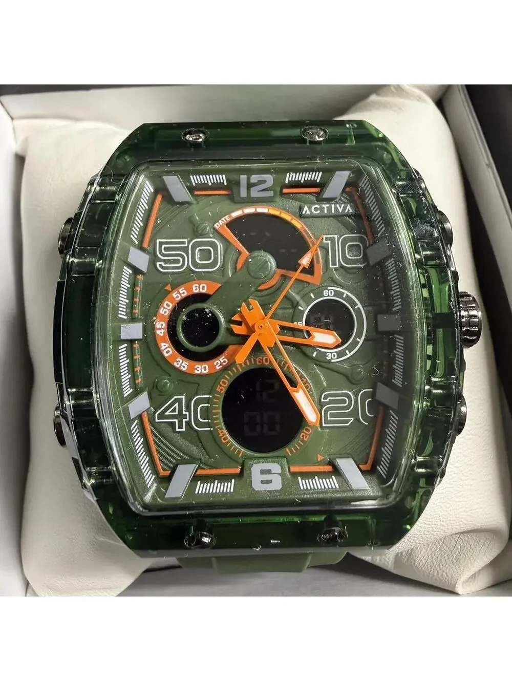 Activa Men's Watch Quartz Analog/Digital Army green/ 45mm
